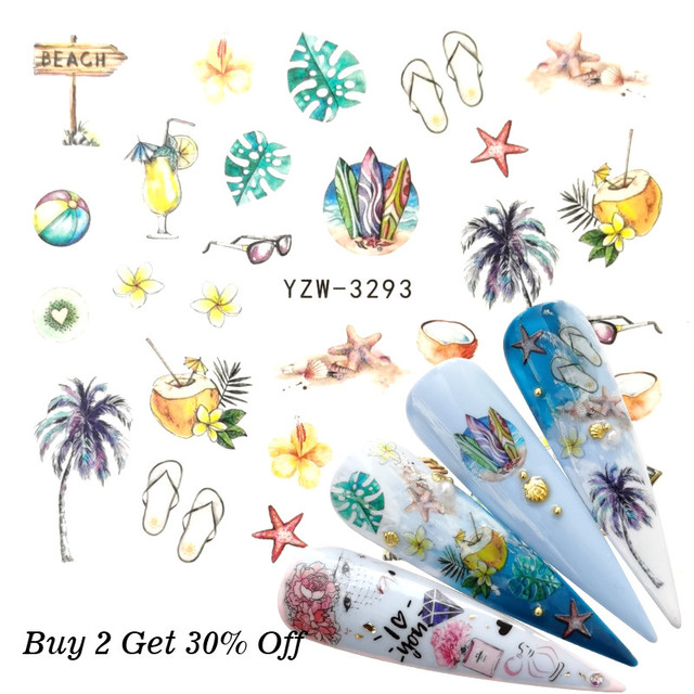New Jewelry Nail Sticker Black Vintage Boho Style Decals Manicure Water Transfer Slider Foil Slider Decorations