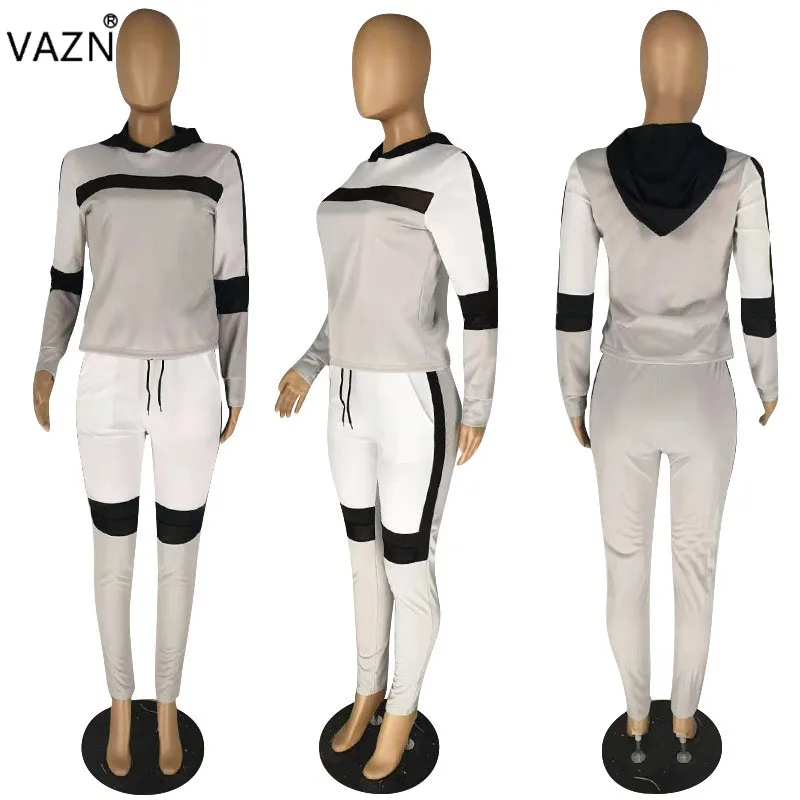 VAZN YZ728 спортивный костюм с длинным рукавом+ длинные штаны летний женский повседневный комплект из 2 предметов Модный облегающий Женский комплект