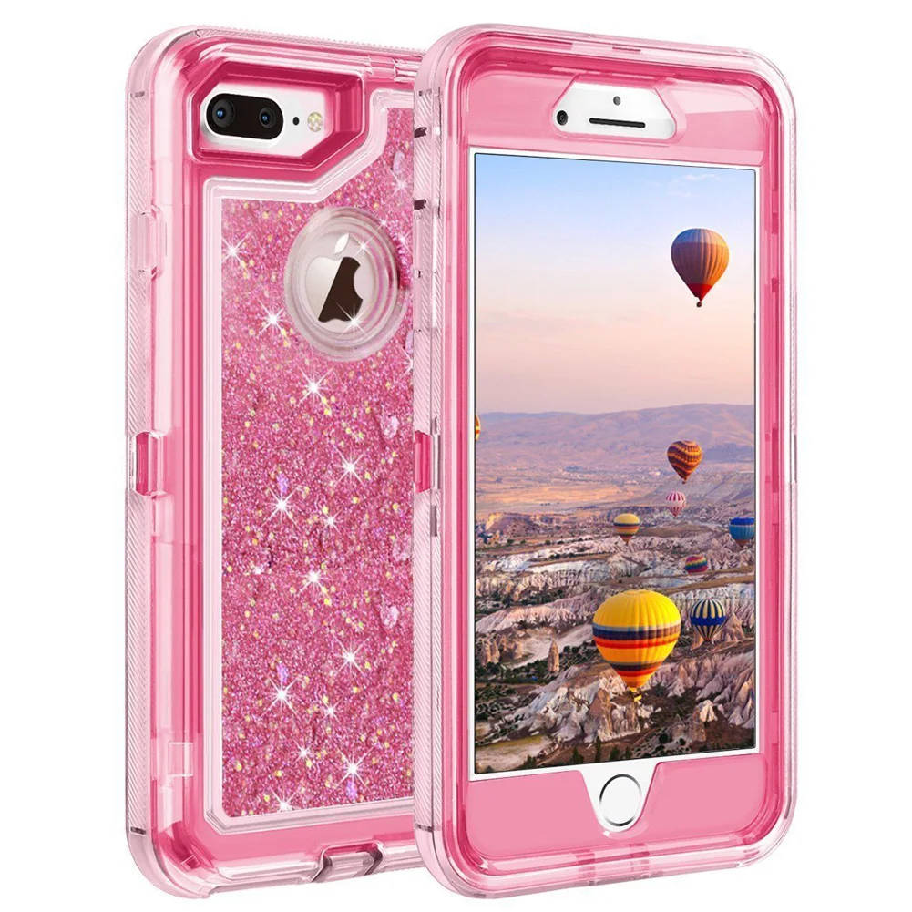 Pink Гибридный 3D Блестящий Защитный чехол для iPhone 8 6 6S 7 Plus X XS Max 11 Pro Max XR Ten Dynamic Quicksand противоударный чехол для телефона s - Цвет: Pink