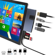 Для microsoft Surface Pro 6/Pro 5/Pro 4 USB 3,0 hub 4K HDMI RJ45 100Mb Ethernet адаптер для SD/TF micro SD кардридер USB концентратор