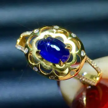 

Fine Jewelry Sapphire Ring Natural 0.9ct Unheat Royal Blue Sapphire Gemstone Pure 18 K Gold Jewelry For Women Diamonds Rings