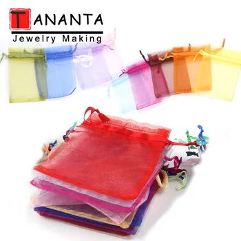 

50pcs/lot 7x9cm 9x12cm Colorful Drawstring Organza Bags Jewelry Packaging Bags Wedding Party Decoration Gift Bags Candy Pouches