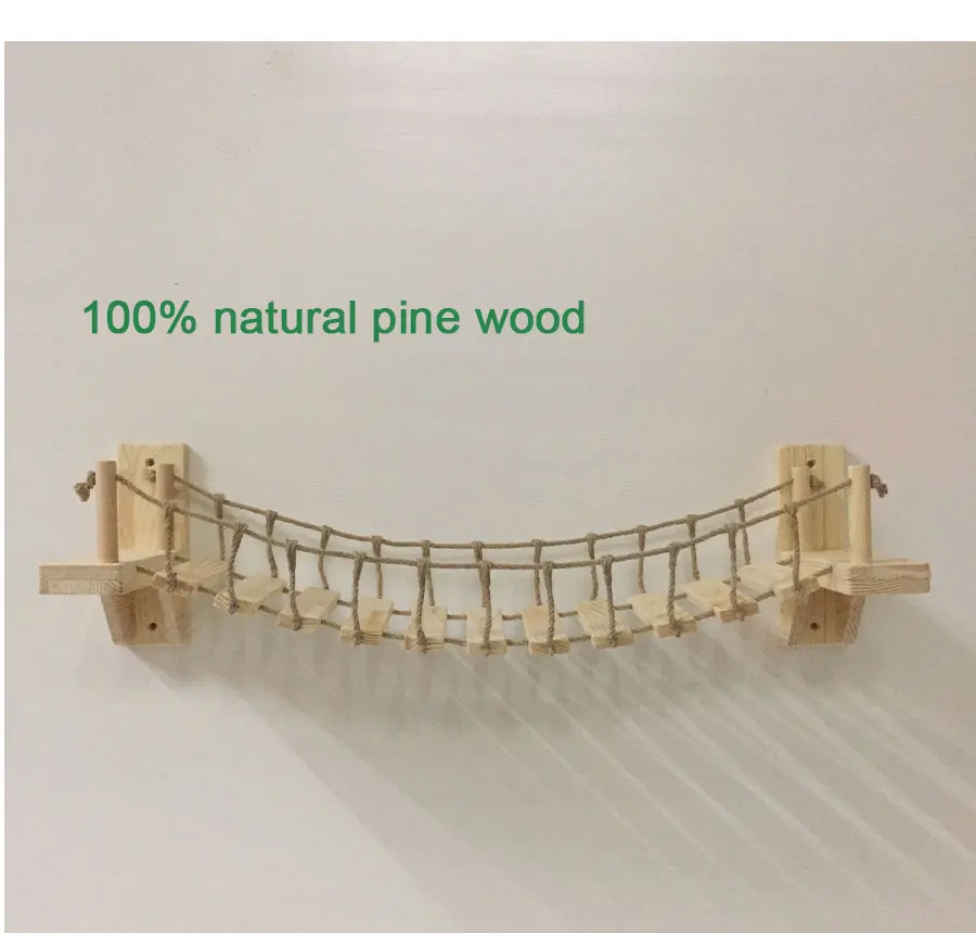 Roped Cat Bridge Climbing Wall Wood Step Pet Cat Tree Tower House Kitten Bed Sisal Scratching Post Jumping bridge Pet Furniture
