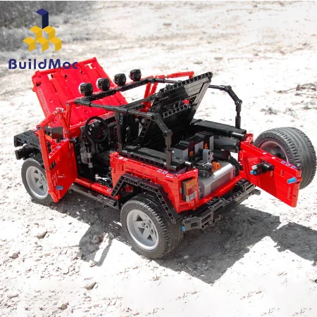 

BuildMoc Creator Mechanical Pull Back Jeeped Off-road Vehicle Building Blocks For City Technic Car Bricks Toys For Boys