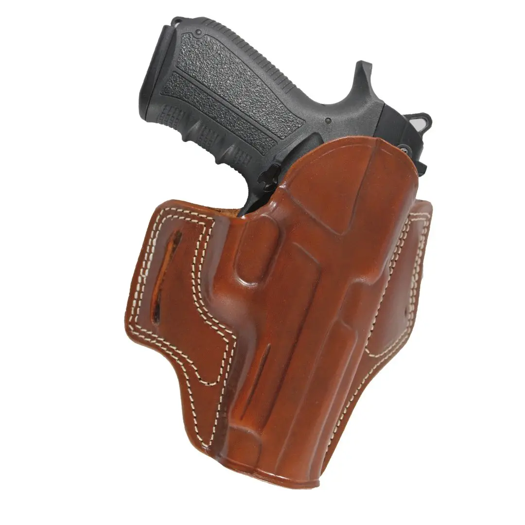 yt hobby steyr short 9mm real leather fast draw with strap owb carry sob of small back handmade pistol gun holster pouch YT HOBBY H & K USP Compact Handmade Pancake Style Leather OWB Carry Two Slot Fast Draw Pistol Firearm Gun holster