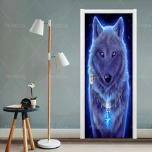 Самоклеящееся украшение для дома с изображением животных Постер "Волк" 3D наклейка на дверь в спальню Защита окружающей среды печать водонепроницаемая ПВХ бумага работа