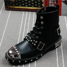 Г., мужские Модные ботильоны Роскошные брендовые Мужские ботинки в стиле панк с заклепками демисезонные мужские ботинки с металлическими вставками высокие мужские кроссовки