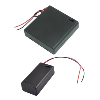 

Plastic On/Off Switch 4 x 1.5V AA Battery Case Holder with Cap Black & Pair SBH-9V Batteries Switch Battery Holder Case