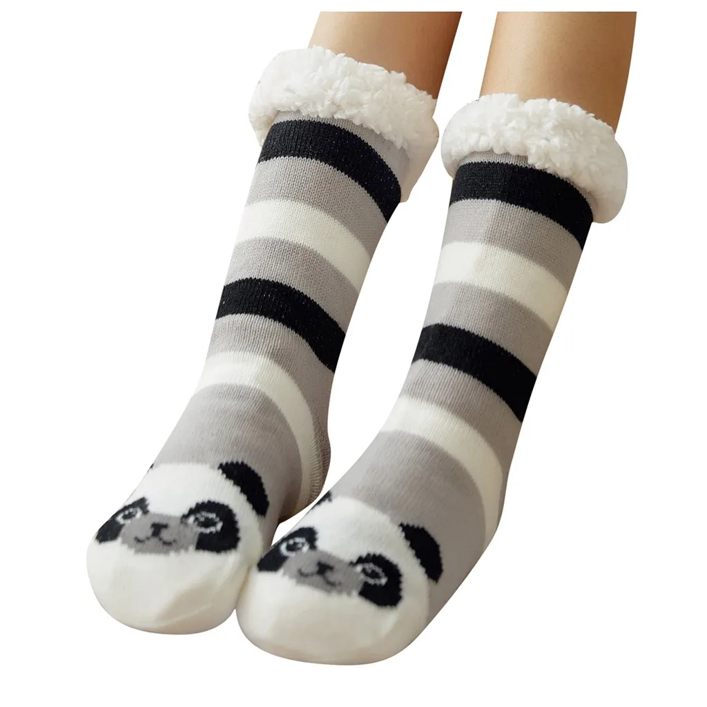 Женские зимние хлопковые носки с принтом, толстые нескользящие носки-тапочки, ковровые носки, забавные мягкие вечерние носки skarpetki, носки женски#15