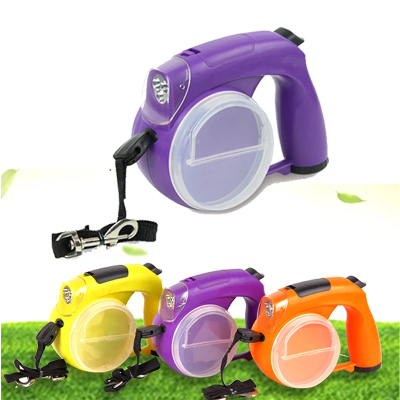 

New retractable dog leashes 5m LED food box with garbage can rope automatic telescopic traction tractor