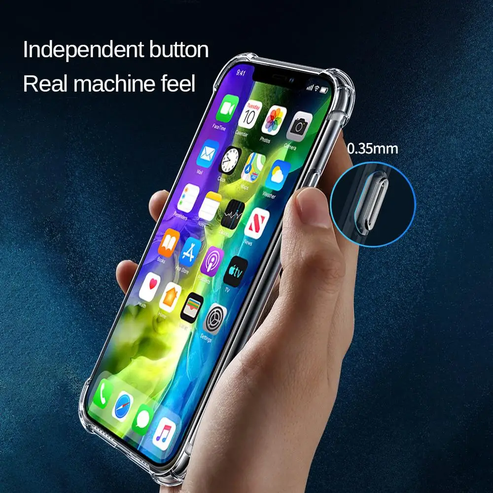 Transparent Airbag Phone Cover On for iphone12 iphone 12mini i phone 12 mini pro max 2020 Case TPU Soft Silicone Anti-Fall Coque