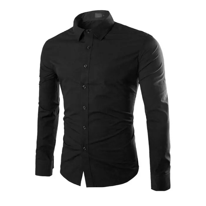 Модная демисезонная Мужская Рабочая Рубашка с длинным рукавом, одноцветная, легкая в уходе, против морщин, мужская повседневная рубашка, M-3XL, EIG88