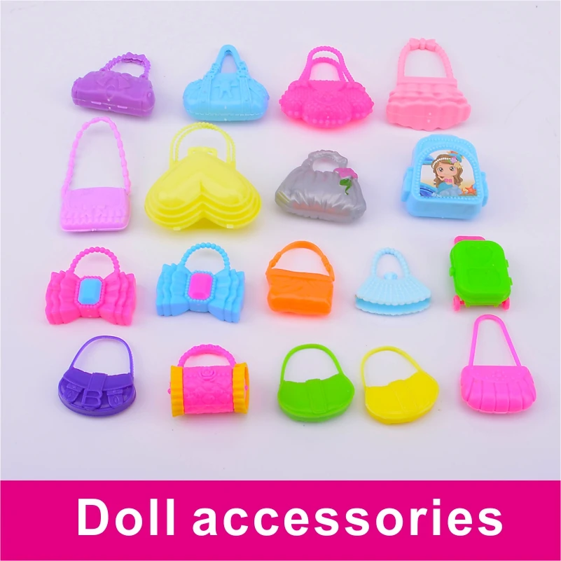 

12pcs Randomly Cute handbag/Schoolbag/Rafah box For Barbie Doll Accessories Mix Bag Shaped Toys Lovely Kids Gift Parts for Doll