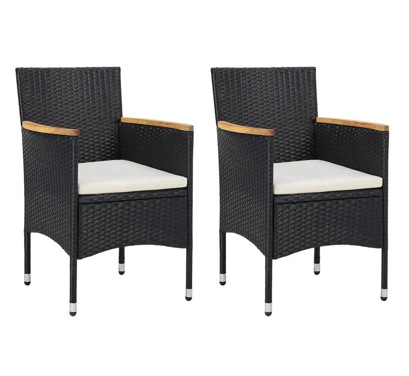 Juego de 2 sillas de comedor de jardín para exteriores, mesa de Patio de resina tejida negra o exterior|Sillas comedor| - AliExpress