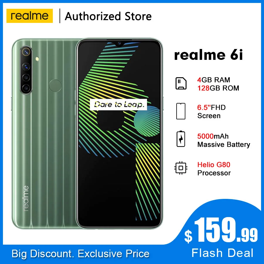 Realme 6i RMX2040 6.5 ''Global Android 10 4GB 128GB Smartphone Octa ...