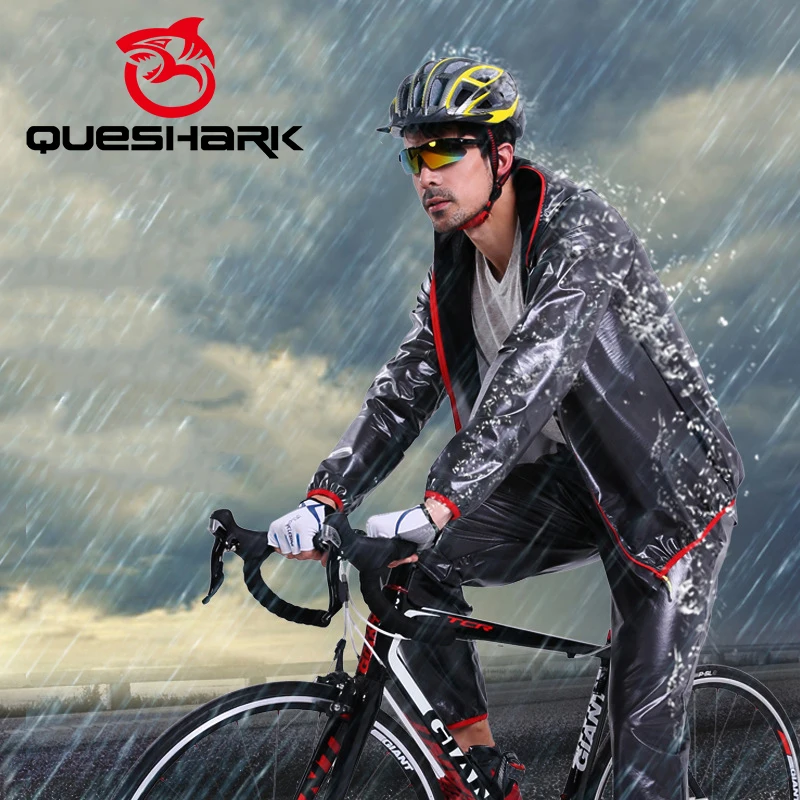 Queshark Donna Uomo 100% Giacca Da Ciclismo Impermeabile Set Equitazione Cappotto Antipioggia Mtb Bicicletta Bici Da Strada Antipioggia Contro La Piog