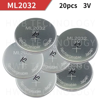 

20PCS/LOT New Original ML2032 3V Rechargeable lithium battery button cell button batteries (ML2032)
