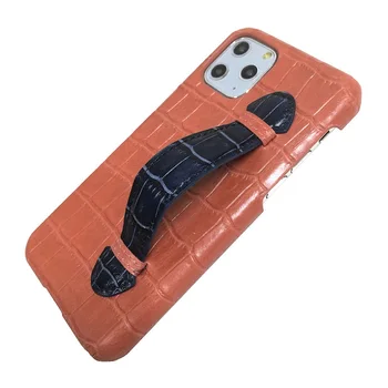 

Genuine Leather Hand Strap Holder Case For iPhone 11 Pro Max Phone Cases Luxury Thin Slim Hard Cover Cute Crocodile Color Pink