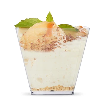 

50pcs Disposable Plastic Cups Clear Portion Transparent Trapezoidal Food Container for Jelly Yogurt Mousses Dessert Baking