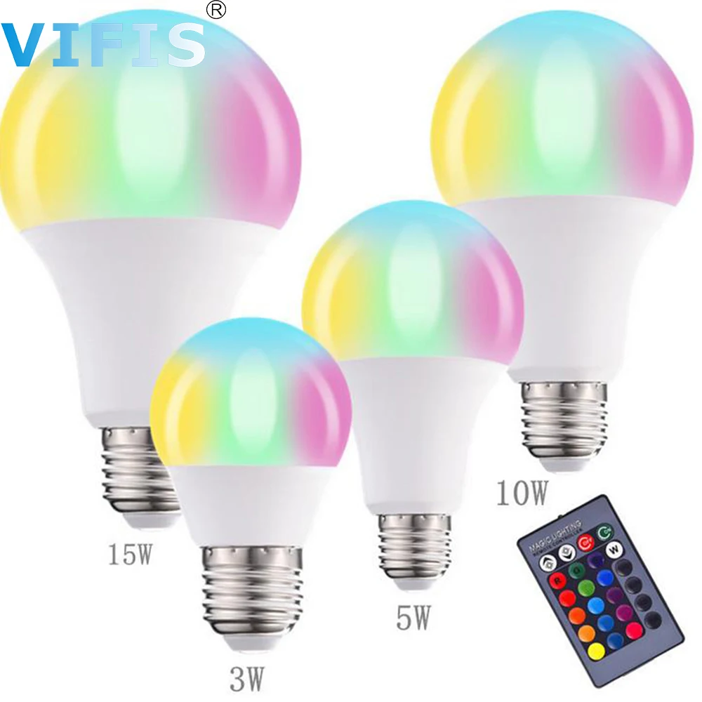 E27 E26 B22 с регулируемой яркостью &quotУмная лампа RGB&quot A50 A60 A70 A80 светодиодный