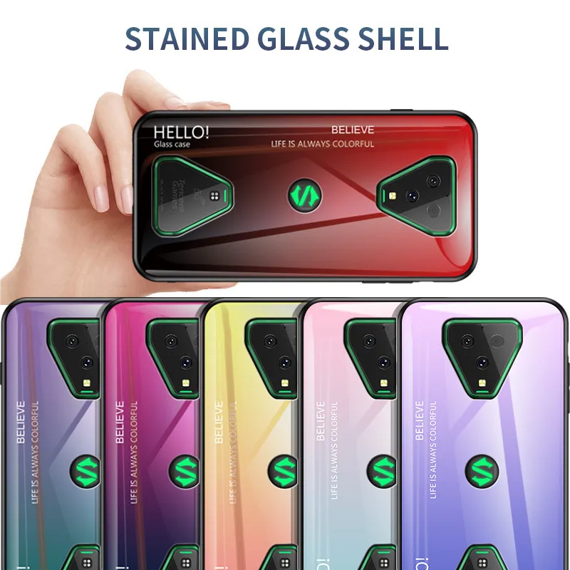 Stained Tempered glass Case For Xiaomi Black Shark 3 Case Full Protective Back Cover For Xiaomi Black Shark 3 Pro Phone Bag Stained Tempered glass Case For Xiaomi Black Shark 3 Case Full Protective Back Cover For Xiaomi Black Shark 3 Pro Phone Bag