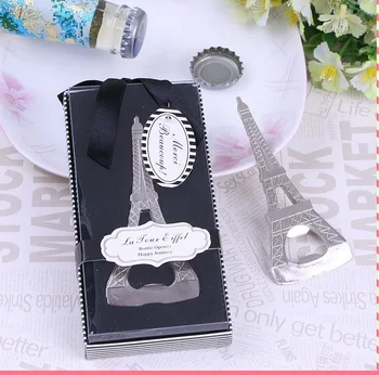 

La Tour Eiffel Eiffel Tower Chrome Bottle Opener in Gift Box Wedding Party Bridal Shower Favor Guest Gift Present Men