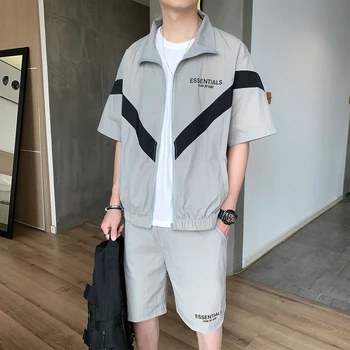 

men summer casual sets korean men short sleeve jackets fashion man shorts outwear male suits