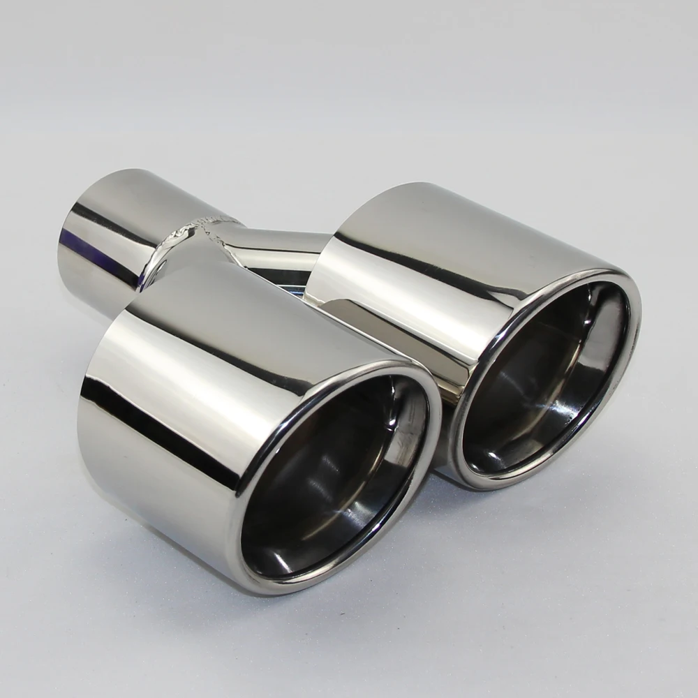 

Accessories stainless steel black and bright face without marked Y-type double outlet straight edge exhaust pipe tailpipe