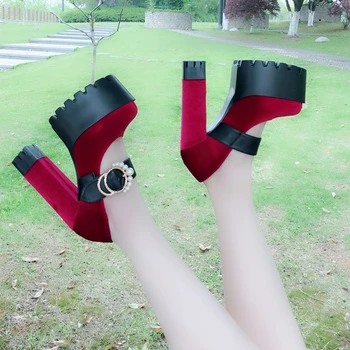 

2018 new autumn 15 cm super high heel single shoes waterproof Platform crude with sexy women's shoes simple elegant high heels