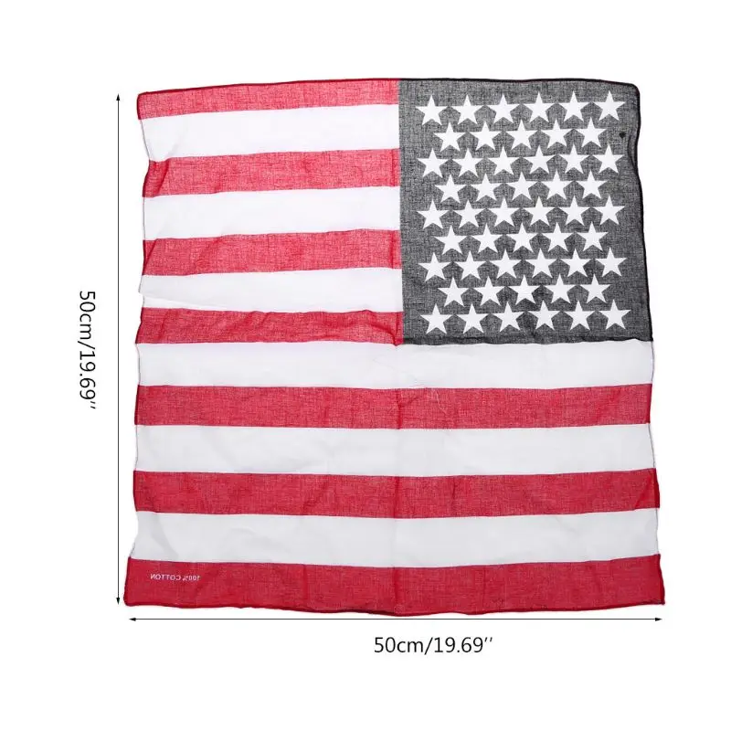 Cotton Bandana Unisex 1pcs American Flag Cotton Scarf Fashion US Flag Scarves Bandanas Hip-hop Dance Travel Head Scarf