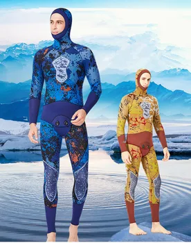 

1PC 5MM Neoprene Wetsuits Men Camouflage Spearfishing 2-Pieces Diving Suit Underwater Hunting Hooded Full Body Wet Suit WA 108
