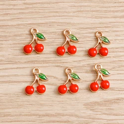 Set of 10 Colorful Fruit Enamel Charms for Handmade Jewelry Crafting (Cherry)