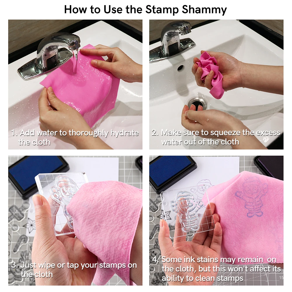 3pcs/set Helpful Stamp Shammy Cleaning Suede Cloth Natural Stamp Cleaner  For Cleaning Stamps Glass Mat Super Absorbent Towel