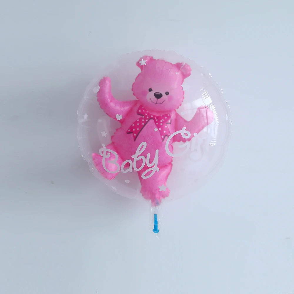 24 дюйма для маленьких мальчиков/с изображением девочки и медведя пузырь воздушные шары розовый пузырь медведя Фольга медведь клипсы для воздушных шаров, хороший подарок на день рождения, декор для детей игрушки шар в виде шара
