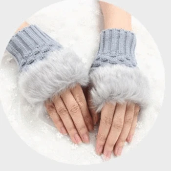 

glove women half-finger gloves Winter for women plus thick Touch screen glove flip gloves elastic force cute girls mittens