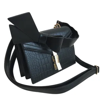 

Trendy stone pattern leather bow Messenger bag solid color fashion small square bag shoulder handbag 2020 Сумка на плечо сумка