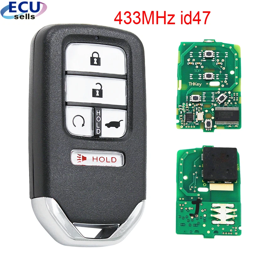 Умный дистанционный ключ 4+ 1 Кнопка 433 МГц id47 SUV Концевая кнопка для honda FCC: KR5V2XV44 IC7812D-V2X