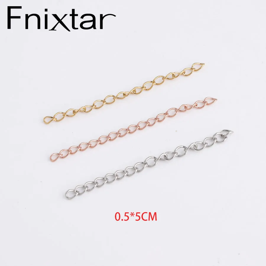 

Fnixtar Stainless Steel Extension Chains Bulk Bracelet Extended Chains Tail Extender For DIY Jewelry Making 5cm 100piece/lot