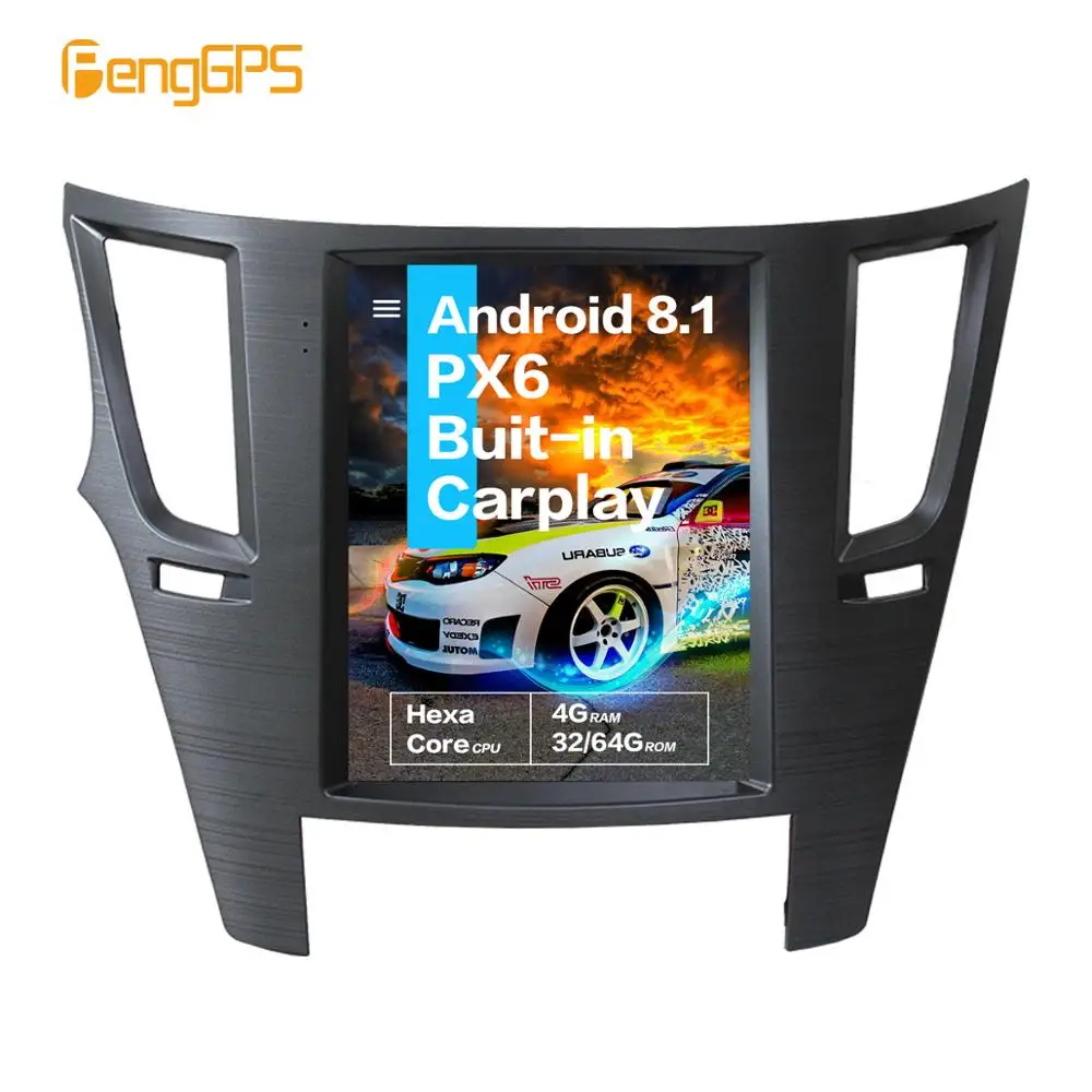 10,4 ''Тесла Android 8,1 PX6 4+ 32 ГБ Голосовое управление встроенный CARPLAY автомобильный радиоприемник для Subaru Legacy Outback 2009- gps навигация