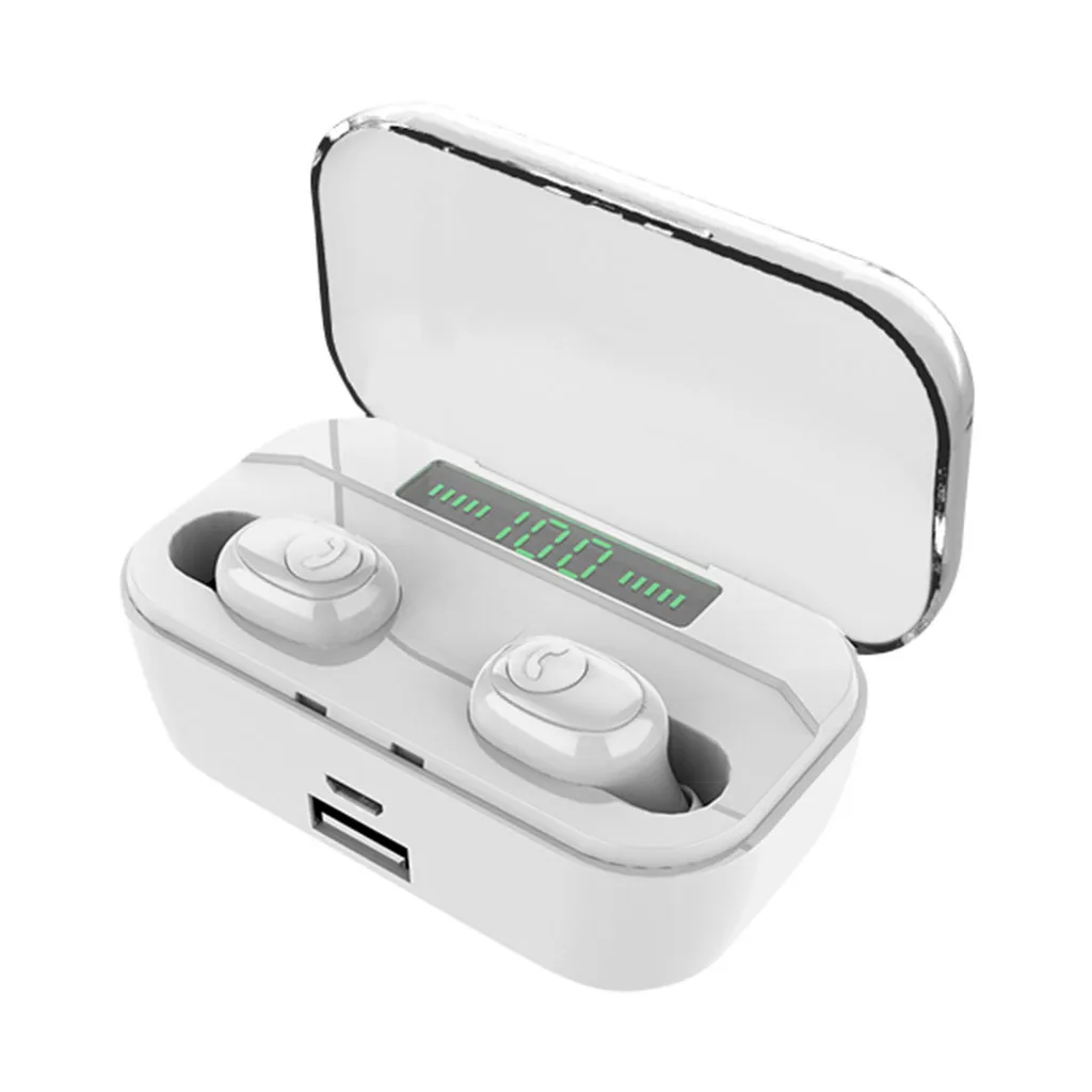 WH Ouhaobin Bluetooth наушники Беспроводная гарнитура True BT 5,0 стерео наушники бас-вкладыши гарнитура - Цвет: WH