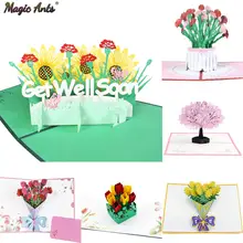 Tarjeta de flores 3D de Sympathy Pop-Up para el día de la madre, aniversario, cumpleaños, consiga bien pronto, tarjetas de felicitación para mujeres, hombres y niños
