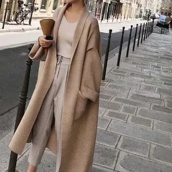 

Winter Elegant Winter Coats Loose knit Cardigan Woolen Sweater Oversized Extra Soft High-end Cardigan Knitting Coat for Women