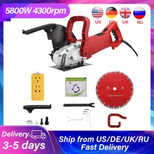 Ue eua elétrico chaser parede sulco máquina de entalho corte 5800w 4300rpm 110mm cimento pedra máquina corte kits ferramenta