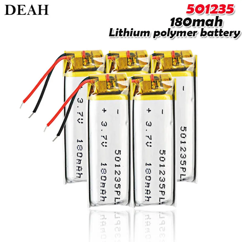 3.7V 180mAh 501235 Lithium Li Ion Li-polymer Battery for MP3 MP4 MP5 GPS PSP DVD player bluetooth smart band Earphone Lipo Cells |