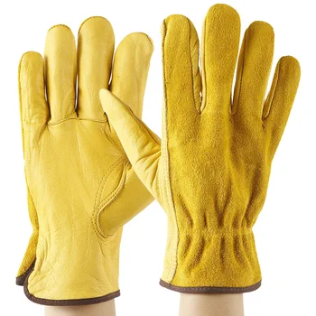 

Protection Glove Cowhide Yellow Leather Safety Garden Work Gloves Protection Wear Safety Workers Welding Hunting Gloves for Men