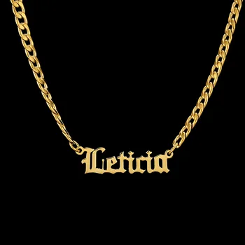 

Personalized Old English Name Necklace Custom Necklaces For Women Men Stainless Steel Gold Chain Necklace Jewelry Gifts