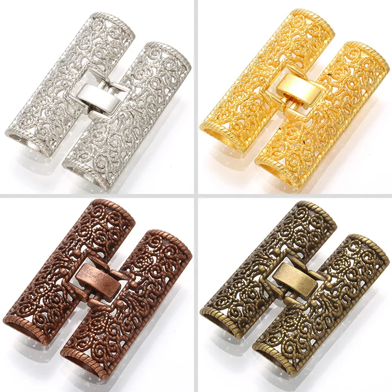 

1pcs 2 row Hollow filagree Clasp Bracelet Hooks End Connectors For Jewelry Making DIY Necklace Keychain Clasps