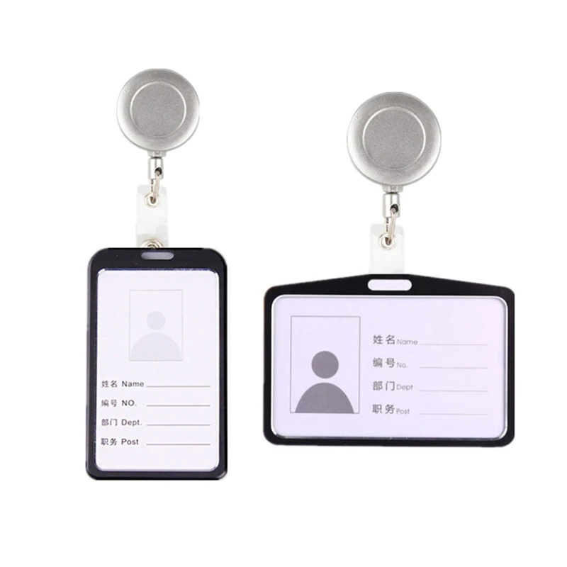 1PC Work Card Holders With Retractable Badge Reel Pull Keychain Name Tag Key Card Holder