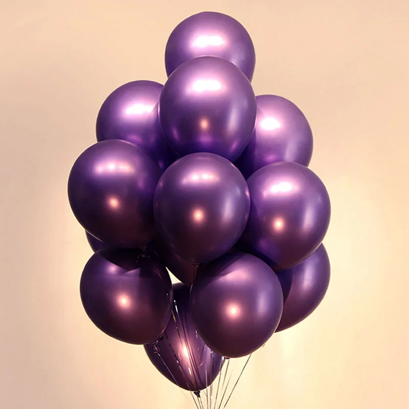 Purple 10 шт. 12 дюймов новые хромированные шары из латекса цвета металлик Толстый металлический надувной Гелиевый шар для дня рождения декоративный воздушный шар - Цвет: Purple