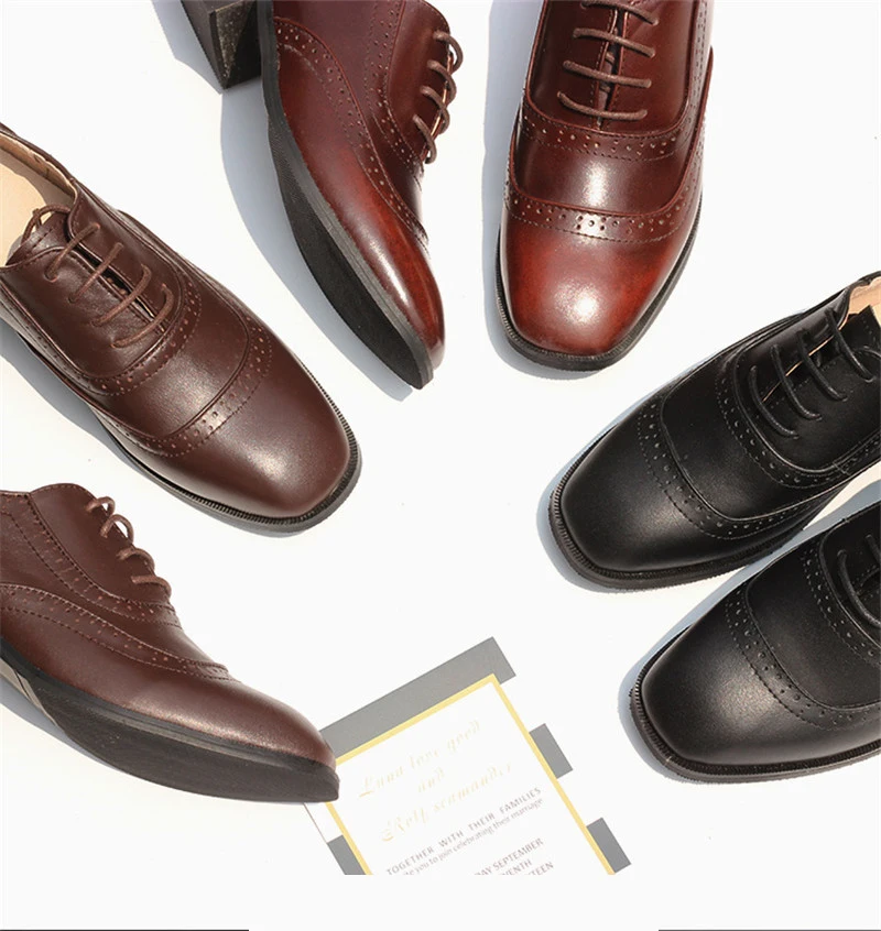 Handmade Big Size 32-42 Women Oxfords Shoes Vintage Genuine Leather Brogues Oxford Shoes For Woman British Carved Ladies Oxfords (23)